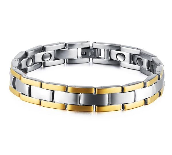 

mens titanium steel magnetic therapy power health care cuff bangle bracelet silver gold chain for men friendship gift1013255, Black