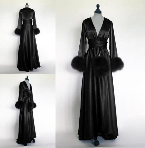 

2021 winter black night robe bathrobe faux fur wedding bride bridesmaid robes dressing gown for women pajamas sleepwear pyjamas6099067749, White