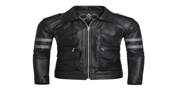 

resident evil vi leon kennedy faux leather jacket0123452376237, Black;brown