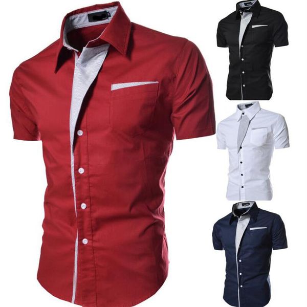 

mens shirts classic color matching casual style slim short-sleeved shirt short sleeve men clothing 2020 -xxxl288w, White;black