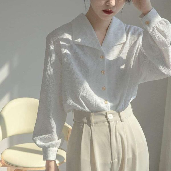 

spring and autumn style chiffon white shirt for women