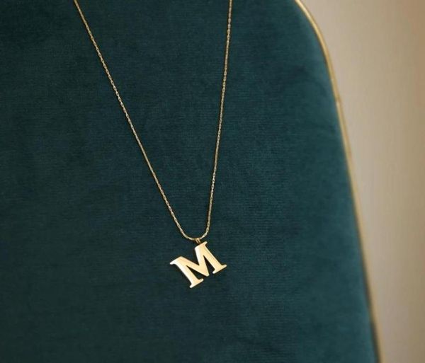 

never fade minimalist letter m pendant necklace choker 18 k gold plated 316 l titanium stainless steel fine jewelry woman gift nec7580717, Silver