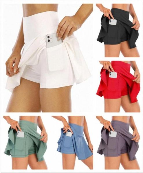 

skirt antilighting pocket fitness dance training yoga sports short pants gym workout badminton high waist pleated tennis skirt le12966176, Black