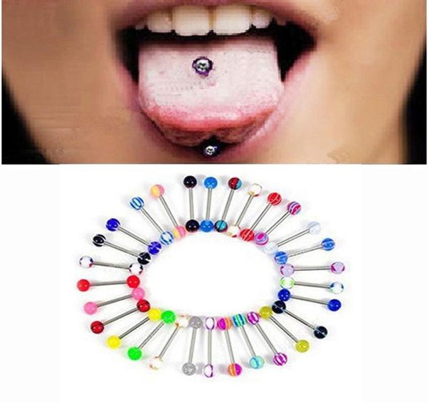 

100 pcs 2020 lot size ball tongue navel nipple barbells rings bars body jewelry mixed color piercing nice gift5925559, Silver