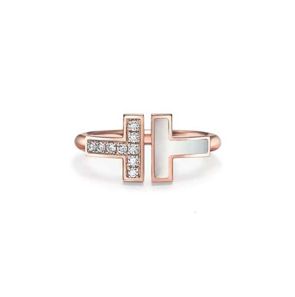 

double t-shape band rings opening 925 sterling silver diamond pearl oyster ring fashion classic woman luxury jewelry