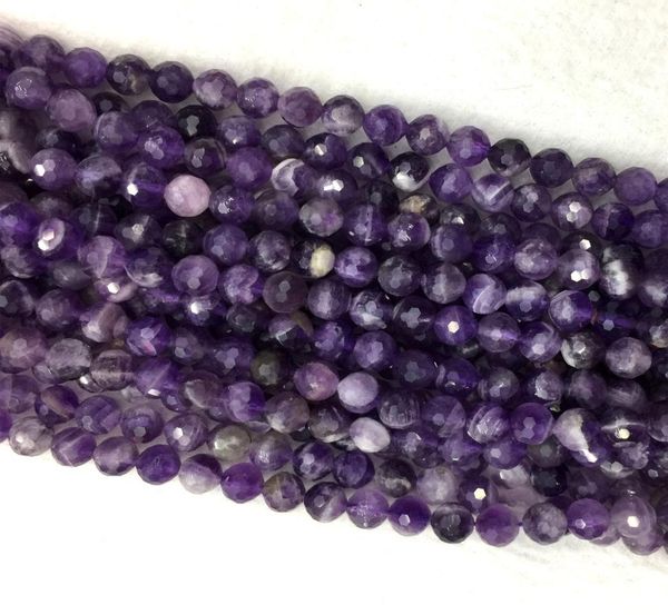 

natural genuine purple amethyst faceted round loose jewelry necklaces bracelets gemstone beads 612mm 155quot 059144791709, Black