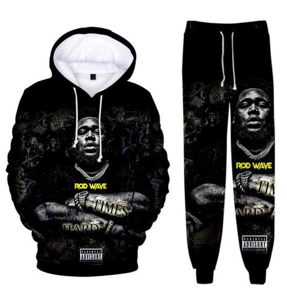 

rod wave 3d print men tracksuit two piece set hoodie and pants casual sports suit men clothing hip hop men039s sets sportswear9314051, Gray