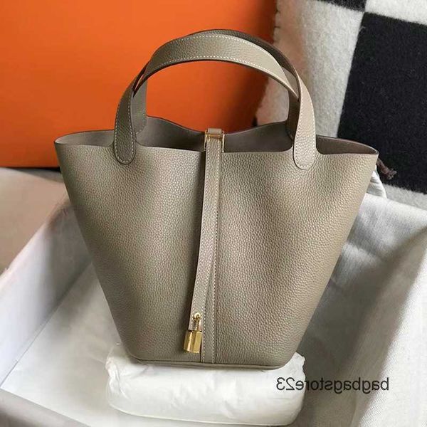 

pattern hremes tote bags picotin lock designer bag high end quality leather women's handbag bucket litchi layer kraft basket 9ty3
