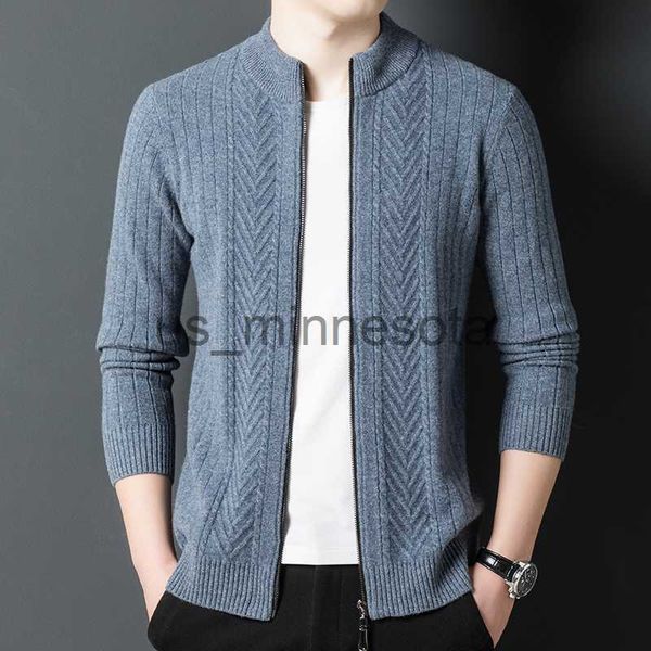 

men's jackets autumn winter cashmere sweater men's autumn winter zipper crew neck sweater cardigan coat men's thickened wool, Black;brown