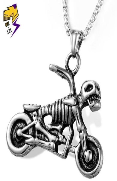 

pendant necklaces gothic punk skull motorcycle stainless steel chains necklace men vintage silver biker jewelry7677946