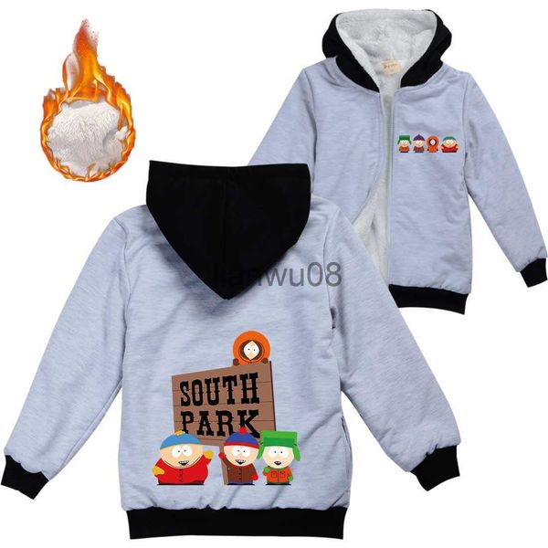 

jackets anime ssouthes park costume kids warm thick velvet hooded jackets teenager boys clothes baby girls coat children zipper jackets x081, Blue;gray