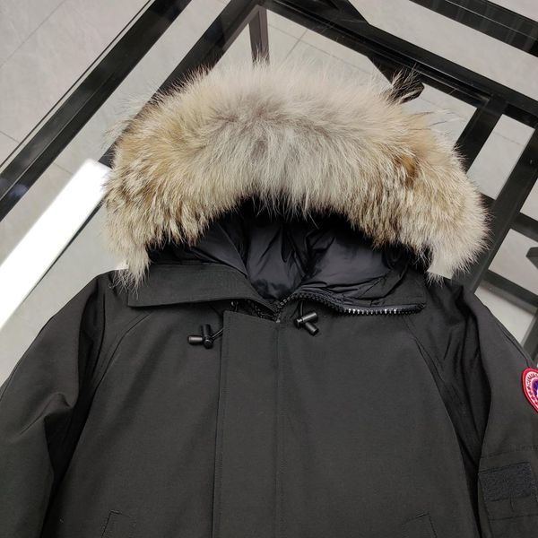

mens down jackets parka winter waterproof cloth men wolf fur wyndham jacket hooded fourrure outwear raccoon furs warm coat s-xxl, Black