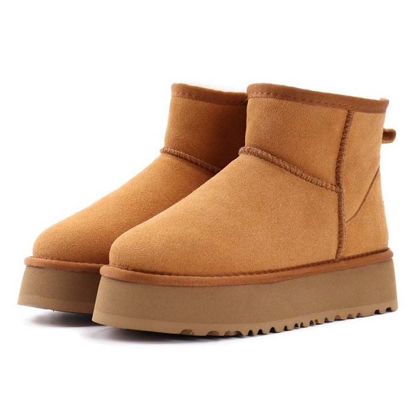 

boots snow designer women tazz tasman mini platform boot thick bottom suede wool shoes womens fashion winter warm australian fur ankle booti, Black