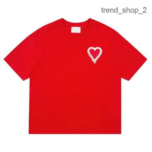 

2023 designers amiparis shirit spring classic heart solid color big love round neck heart short sleeve t-shirt for men and women amis u9jj, White;black