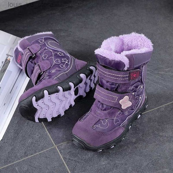 

children' winter snow boots for baby girl shoes kid' boys fashion plus velvet warm waterproof non-slip boot tpr purple t230811, Black;grey