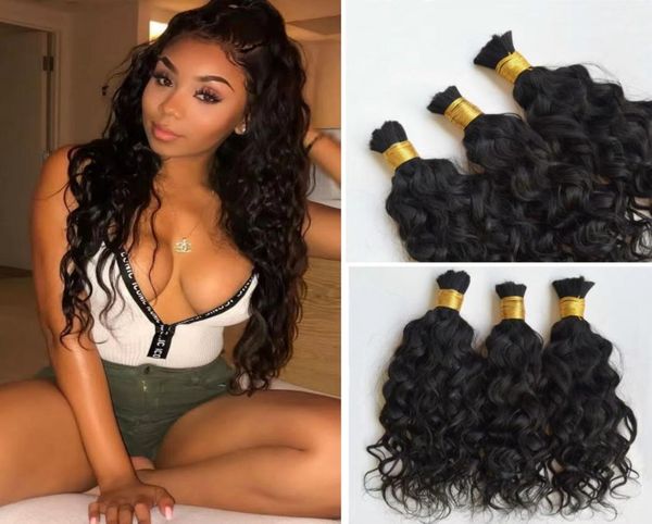 

brazilian wet and wavy human hair bulk for braiding water wave no weft hair weaving braids2348426, Black