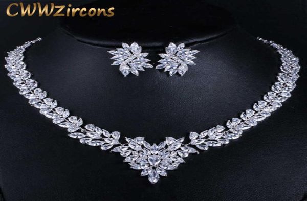

cwwzircons super luxury bridal cz jewelry white gold color african wedding cubic zirconia beads jewelry sets for brides t146 h10223662580, Silver