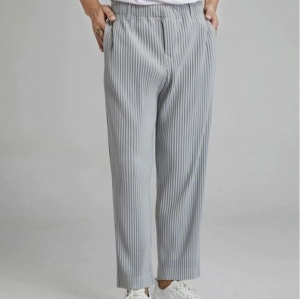 

homme plisse men's pleated loose wide leg straight casual shorts western pants trendy j50 74k39897527, Black