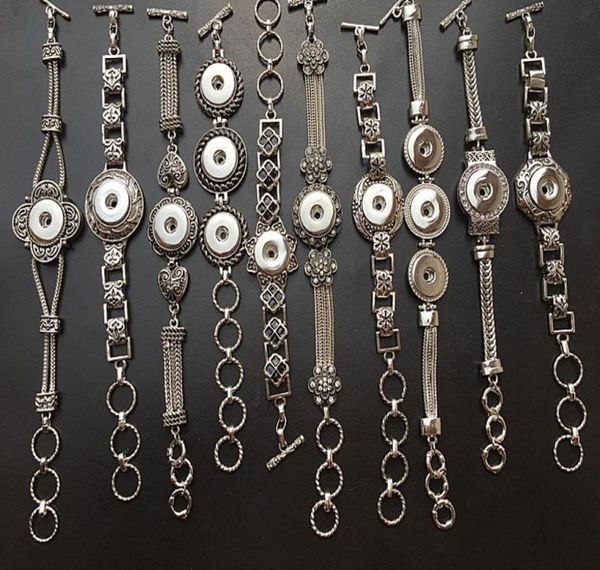 

whole assorted mixed styles 18mm interchangeable snap charm buttons vintage cuff bracelets diy jewelry brand new7595893, Golden;silver