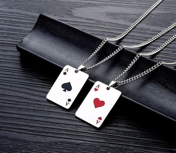 

fashion steel necklace creative playing card hearts and spades a love pendant trend men039s women039s jewelry t7xb514216b3877372, Silver