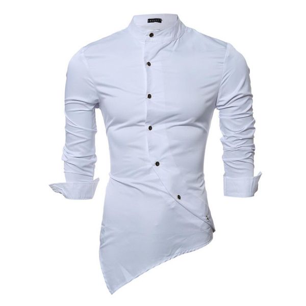 

whole- 2016 new products selling men's leisure oblique button shirt joker personality shirt business shirts with original259s, White;black