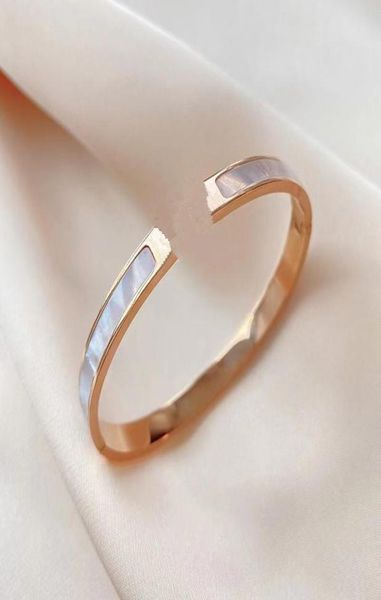 

european and american simple bangle net red light luxury h white fritillary titanium steel fashion bracelet women3503786, Black
