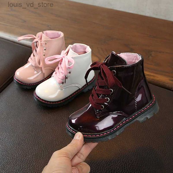 

2023 fashion autumn kids boots pu leather boot new spring children' shoes boys girls anti slip foot platform shoes child f12223 t23081, Black;grey