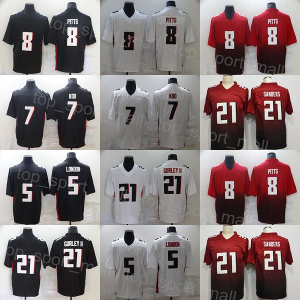 

men football 7 bijan robinson jersey 5 drake london 8 kyle pitts 21 deion sanders all stitched team black red white color rush vapor untouch
