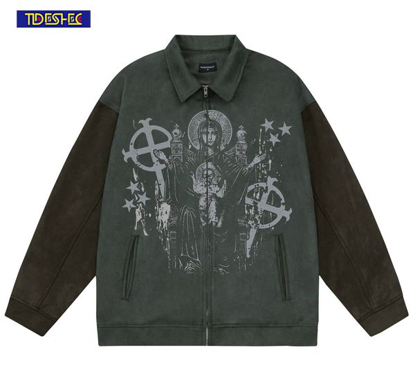 

mens jackets fashion harajuku hip hop jacket coats autumn y2k streetwear character graphic vintage oversized 230810, Black;brown
