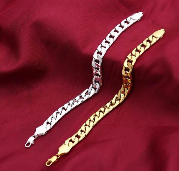 

classic cuban link chain bracelets 18k goldplatinum plated fashion men jewelry hip hop perfect accessories party gift5354374, Black