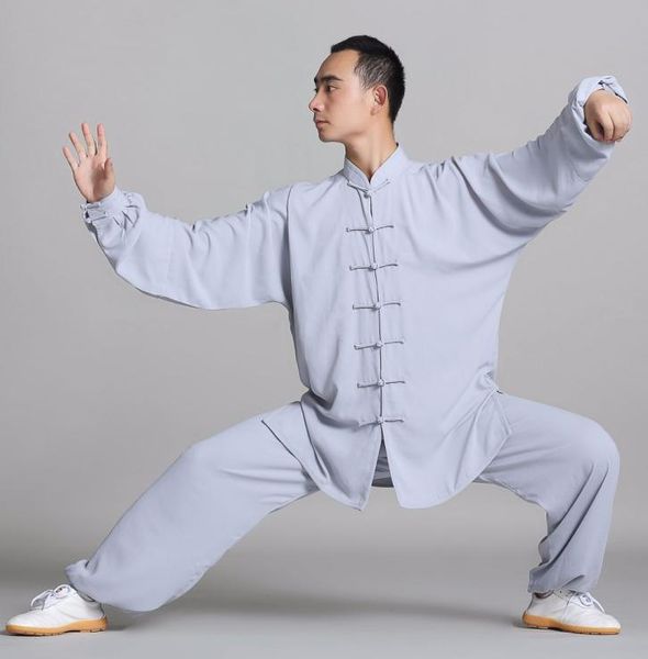 

cottonsilk wushu traditional chinese clothing kungfu uniform suit uniforms tai chi morning exercise performance wear jacke4784806, Gray