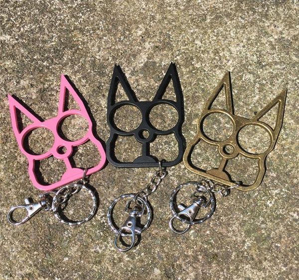 

personalized classic cat shape keychain selfdefense tool key chain cat head twofinger tiger metal gift3 colorps22593098241, Slivery;golden