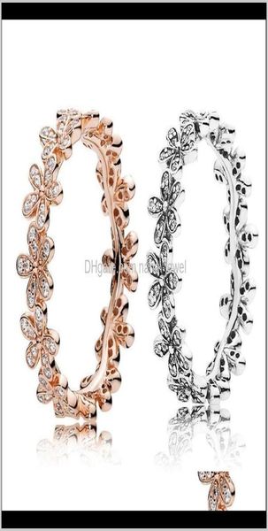 

wedding 18k rose gold dazzling daisy meadow stackable ring original box for pandora 925 sterling sier designer rings set gbu3s dve7156710, Slivery;golden