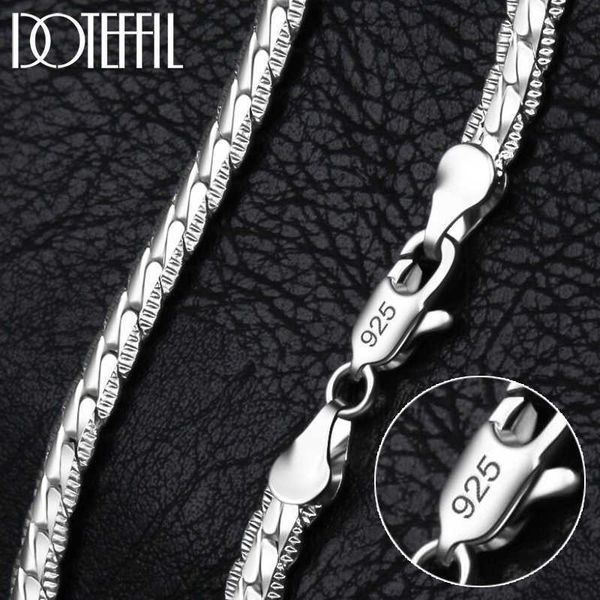 

doteffil 925 sterling silver 6mm side chain 16/18/20/22/24 inch necklace for women man fashion wedding engagement jewelry gifts