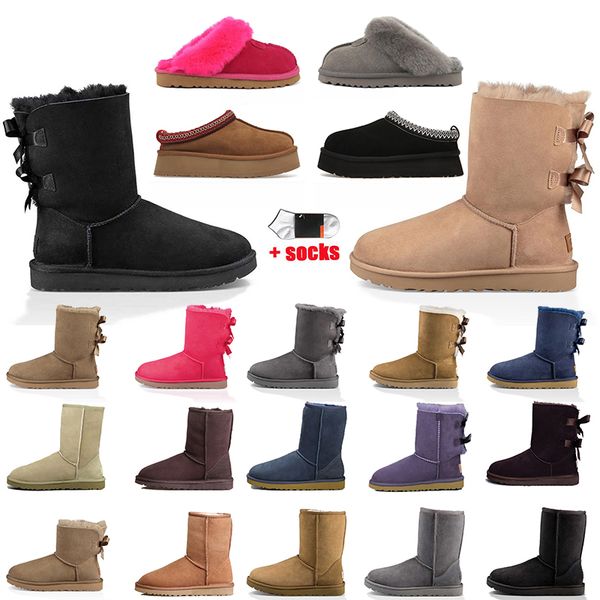

women ultra mini snow ugges boots winter products ankle soft comfortable sheepskin keep warm ankle booties uggity womens slipeprs tazz tasma, Black