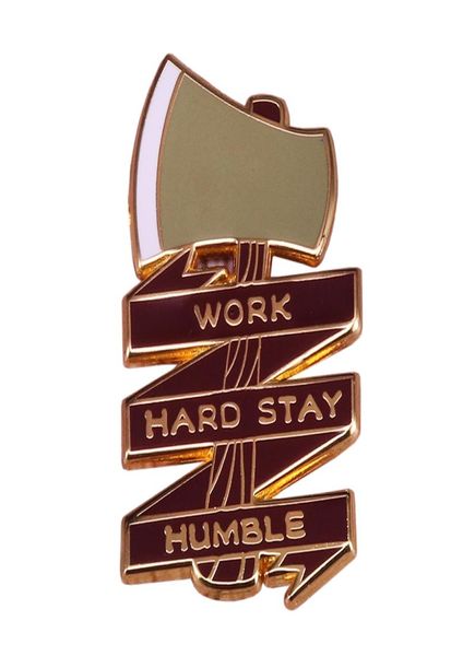 

work hard stay humble axe hatchet brooch pins enamel metal badges lapel pin brooches jackets fashion jewelry accessories6713461, Blue