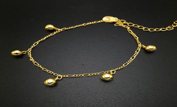 

trendy 24k gold plated anklets for womenfascinating rhythm small bell foot jewelry barefoot sandals chain6348674, Red;blue