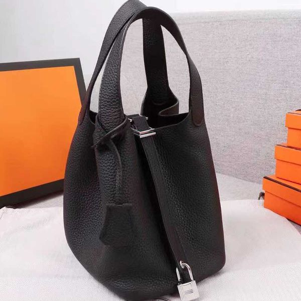 

real leather shoulder bucket bag women designer handbags cross body picotin handbag genuine leather womens mother and child purses