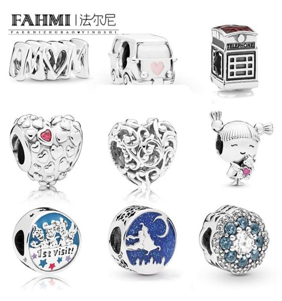 

fahmi 100 925 sterling silver new 11telephone booth camper van mum script 1st visit friends magic carpet ride blue flower diy je7680246, Black