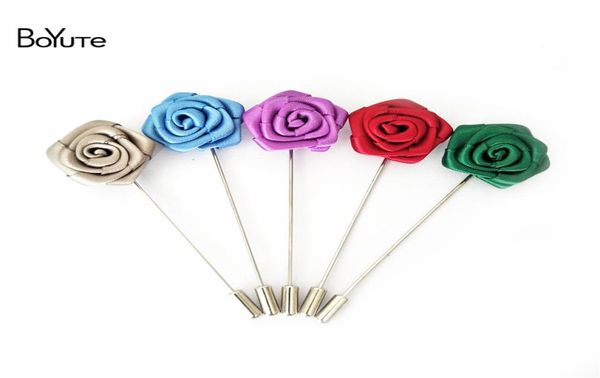 

boyute 10pcs vintage flower brooch whole 19 colors handmade lapel pin for men jewelry christmas ornament2214488, Gray