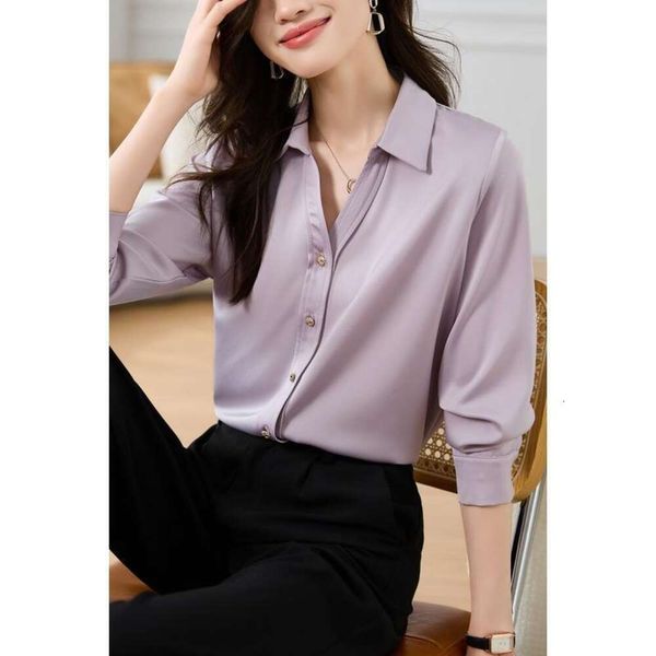

color long sleeved purple shirt for ladies a niche vinegar french with inner lining, White