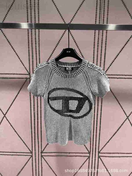 

women's tanks & camis designer 23 early autumn new chest letter printing with damaging full split knitted short sleeves for a slim fit, White