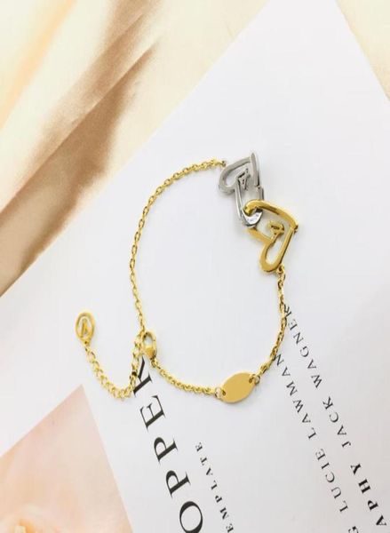 

new style designer jewelry bracelets bangle 18k gold plated 925 silver plated stainless steel wristband cuff chain women bracelet 2988349, Black