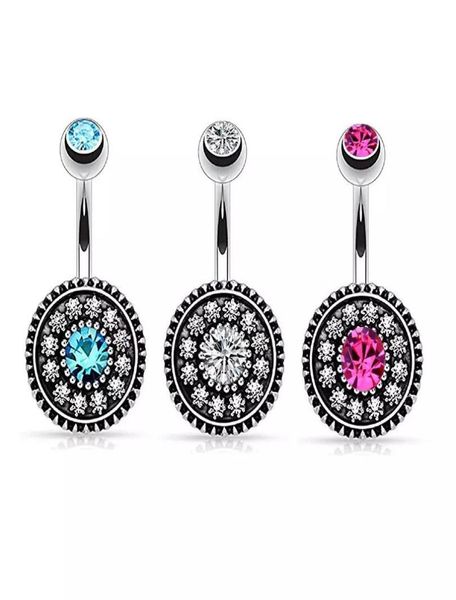 

5 colors rhinestone bohemian stainless steel jewelry navel bars silver belly button ring navel body piercing jewelry6072526