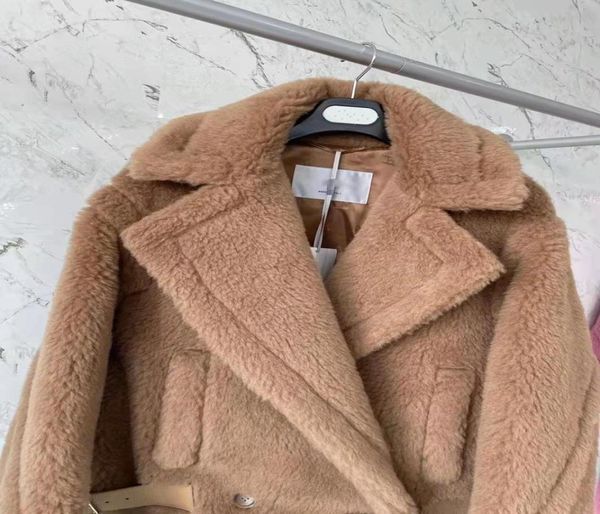 

1951 teddy alpaca fur short coats mm kiota double breasted camel wool and silkblend jacket 70th anniversary edition long sleeve4921092, Black