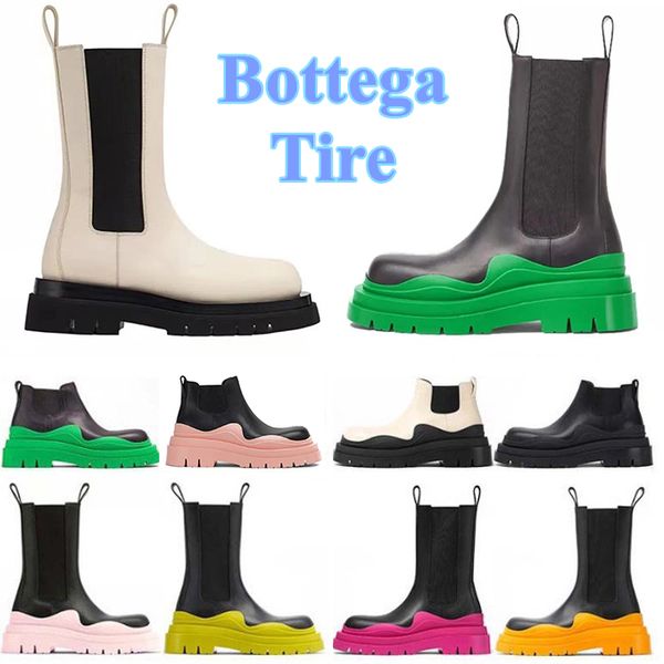 

tire designer women boots luxury chelsea martin knee boot womens men motocycle ankle half anti-slip fashion platform snow winter bootie shoe, Black