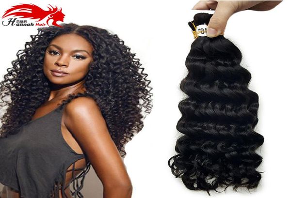 

afro deep curly bulk hair for braiding 3pcslot 150g virgin human hair afro deep curly hair bulk extensions without weft4129909, Black