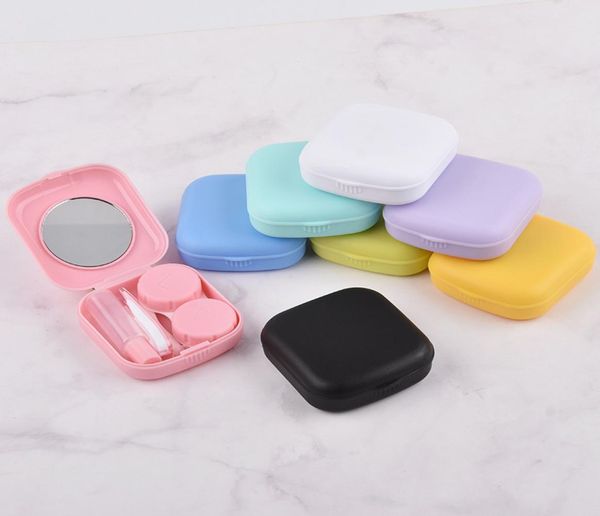 

contact lens case box with mirror women mini square lovely eyes contact lens container box bag travel kit 1 set5366641