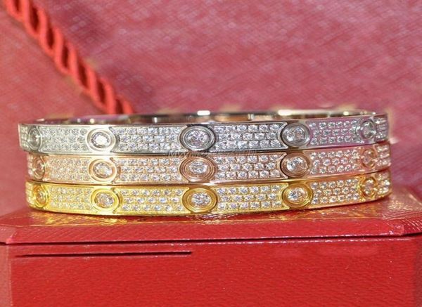 

designer full stones bangle bracelets jewelry for woman men luxury cz crystal love screw bracelet7270822, Black