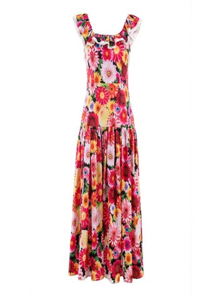 

highquality ruffle collar stitching print summer holiday dress2188302, White;black